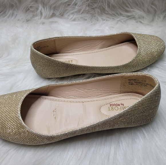 comfort rouge Shoes - Comfort by Rouge Gold Glitter Flats
